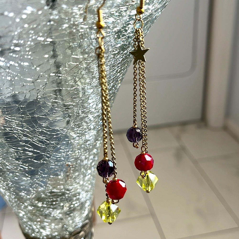 HANDMADE COSTUME DANGLE EARRINGS.